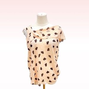 CABI Beige Ruffle Blouse (Sz S)